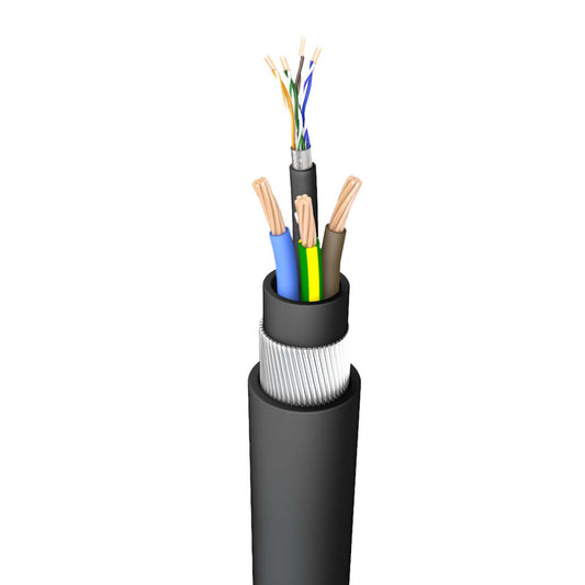 Prysmian 4mm² 3 Core SWA CAT5E EV Cable Black (Cut Length Sold By The Metre)