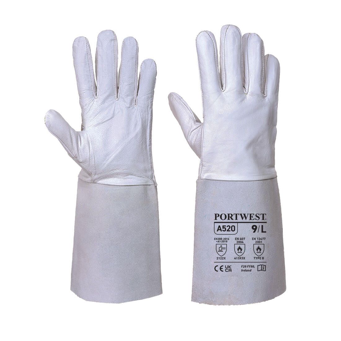 Premium Tig Welding Gauntlet, L, R, Grey