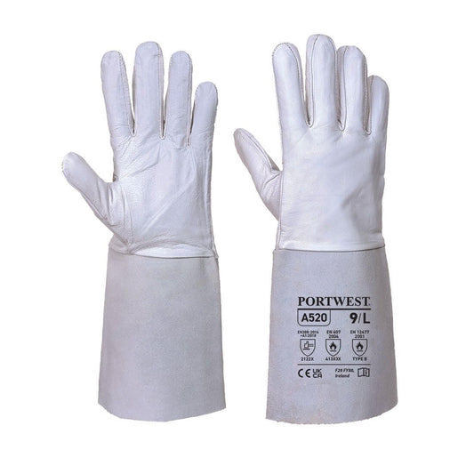 Premium Tig Welding Gauntlet, L, R, Grey