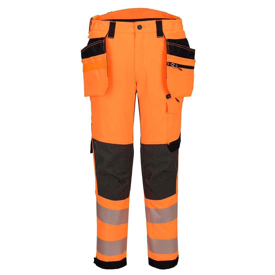 EV4 Hi-Vis Stretch Detachable Holster Class 2 Trousers, 28, R, Orange/Black