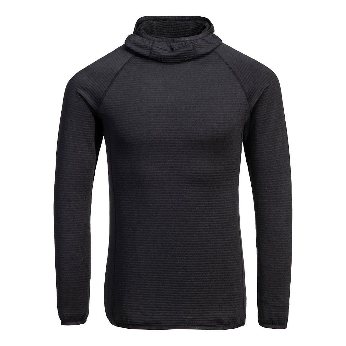 Waffle Fleece Hooded Baselayer, L, R, Black