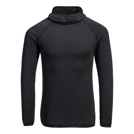 Waffle Fleece Hooded Baselayer, L, R, Black