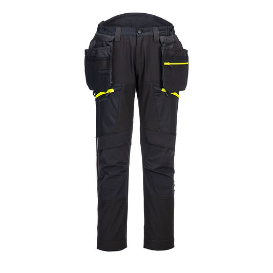 DX4 Detachable Holster Pocket Softshell Trousers, 28, R, Black