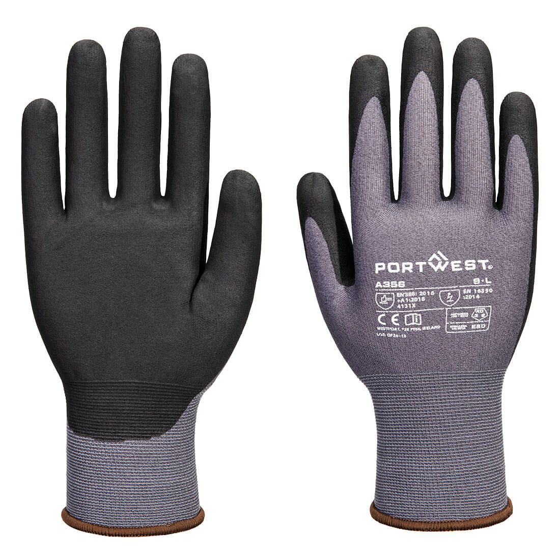 ESD 15 Nitrile Essential Glove (Pk12), L, R, Grey/Black