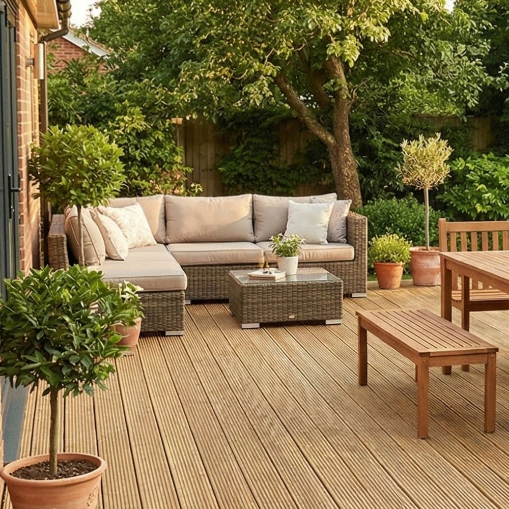38mm x 125mm Softwood Grooved Reversible Decking Board 3600mm