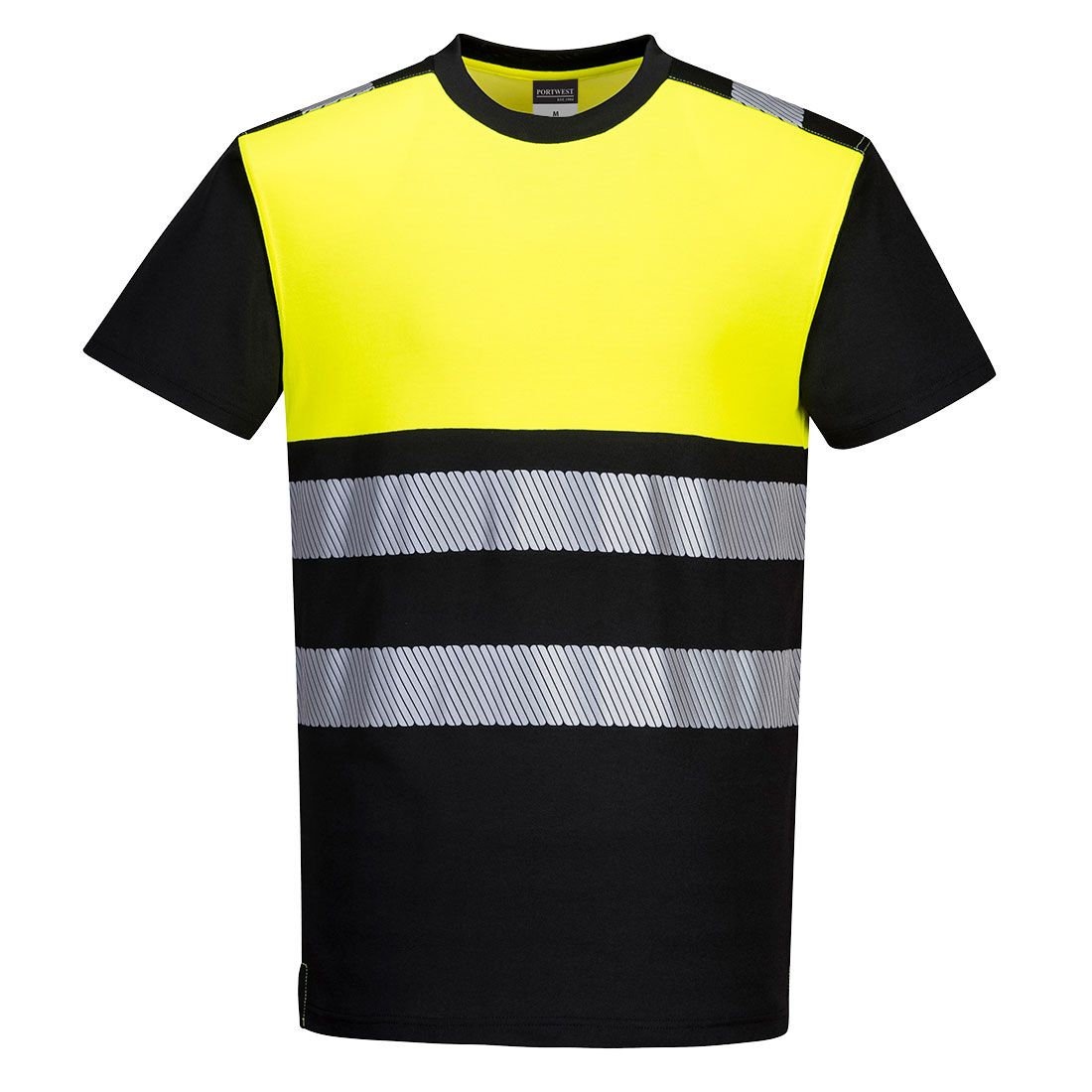 PW3 Hi-Vis Cotton Comfort Class 1 T-Shirt S/S , 4XL, , Black/Yellow