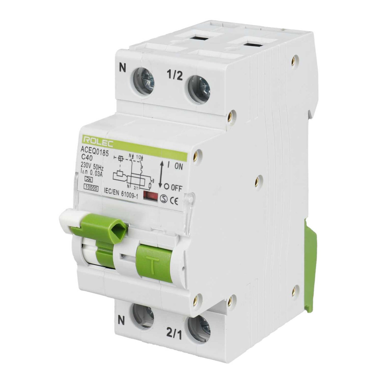 Rolec 40A 1P+N 2 Module C Curve 10kA 30mA Type A Rcbo