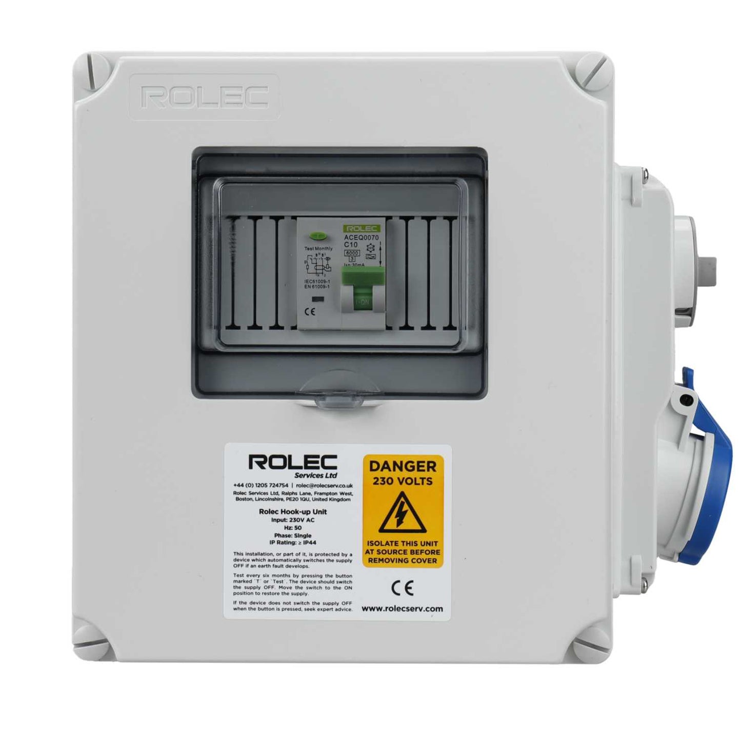 Rolec Lshu 16A Interlocked 1 Way 10A Rcbo Caravan Hook Up Point