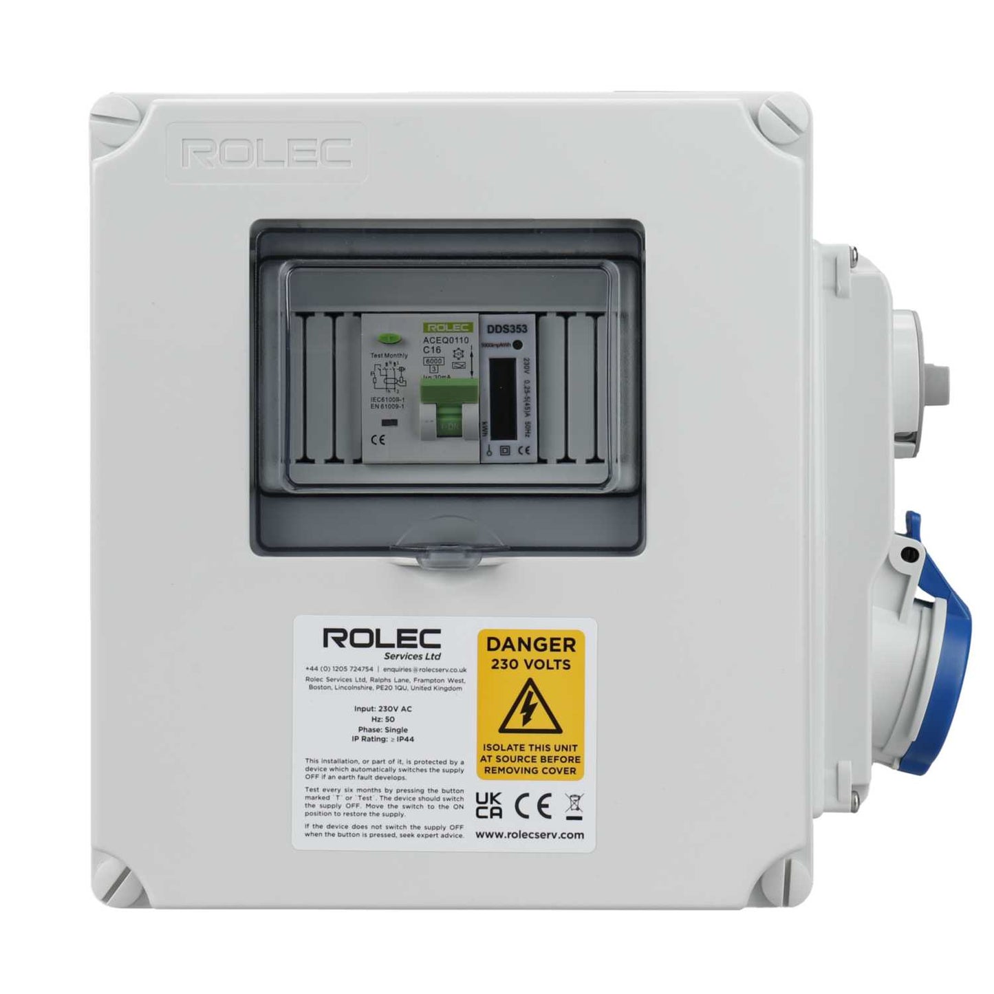 Rolec Lshu 16A Interlocked 1 Way Metered Caravan Hook Up Point