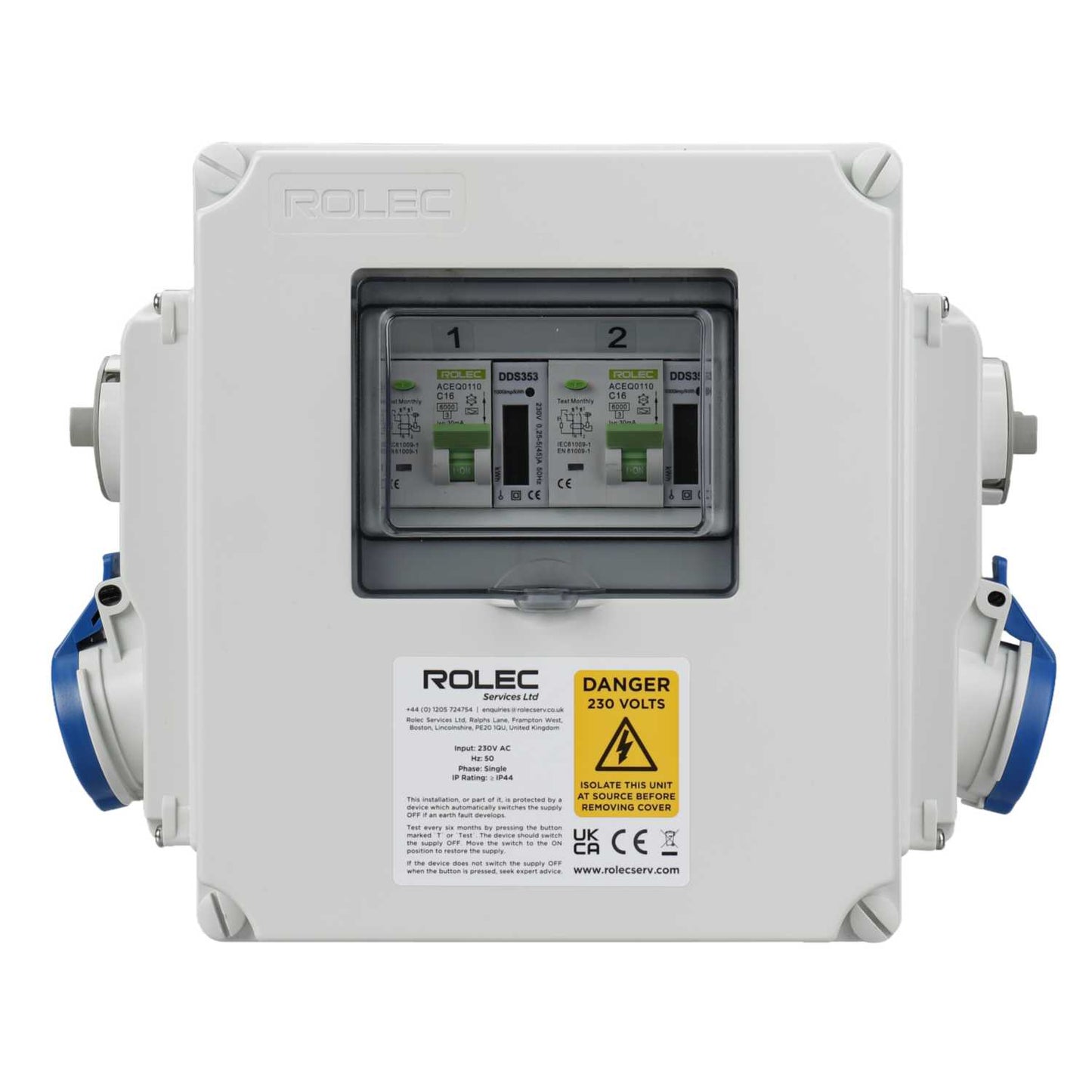 Rolec Lshu 16A Interlocked 2 Way Metered Caravan Hook Up Point