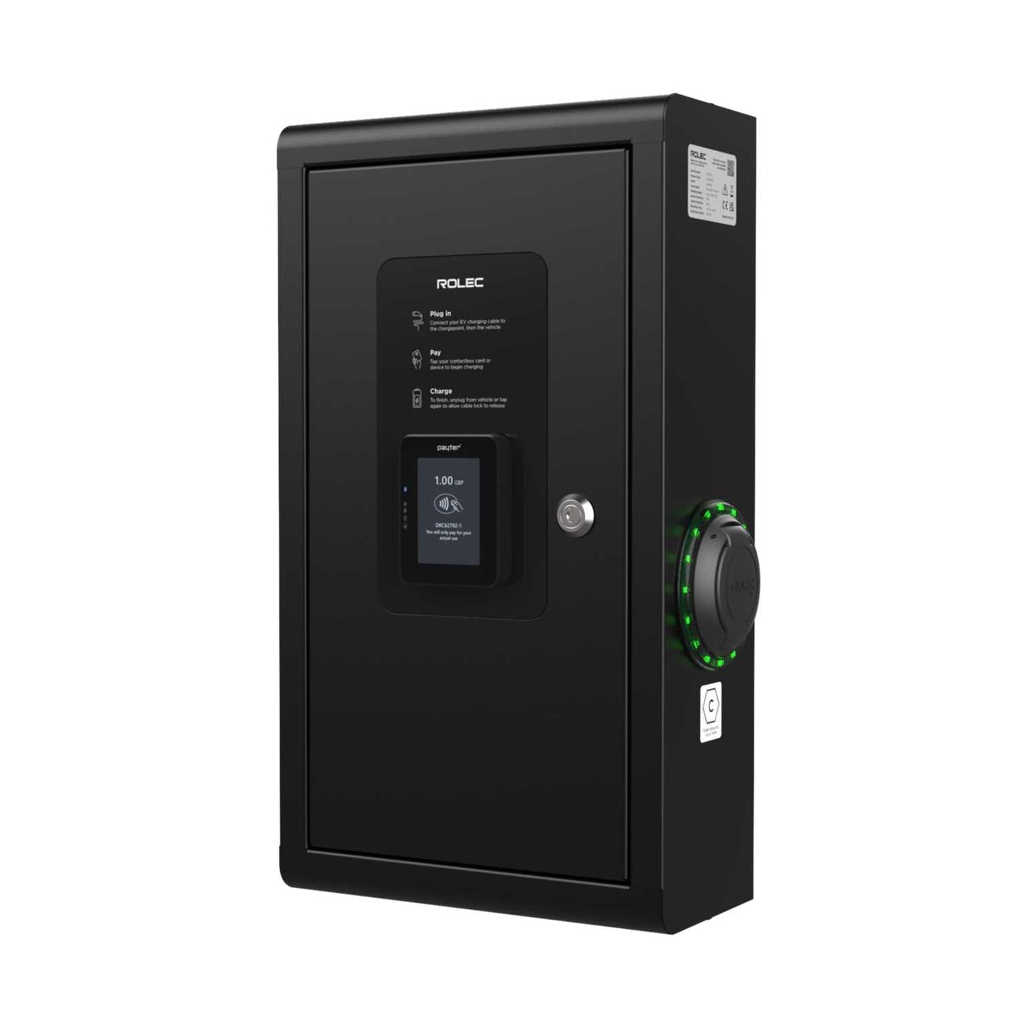 Rolec EV SecuriCharge Contactless Payment EV Charger 7.4kW 2 x Type 2 Sockets Black
