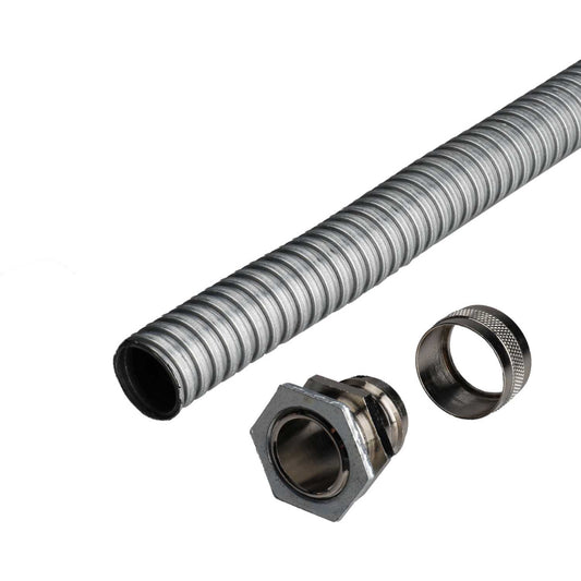 Ronbar 25mm Flexible Conduit Steel Pack (10m Reel and 10 Glands)