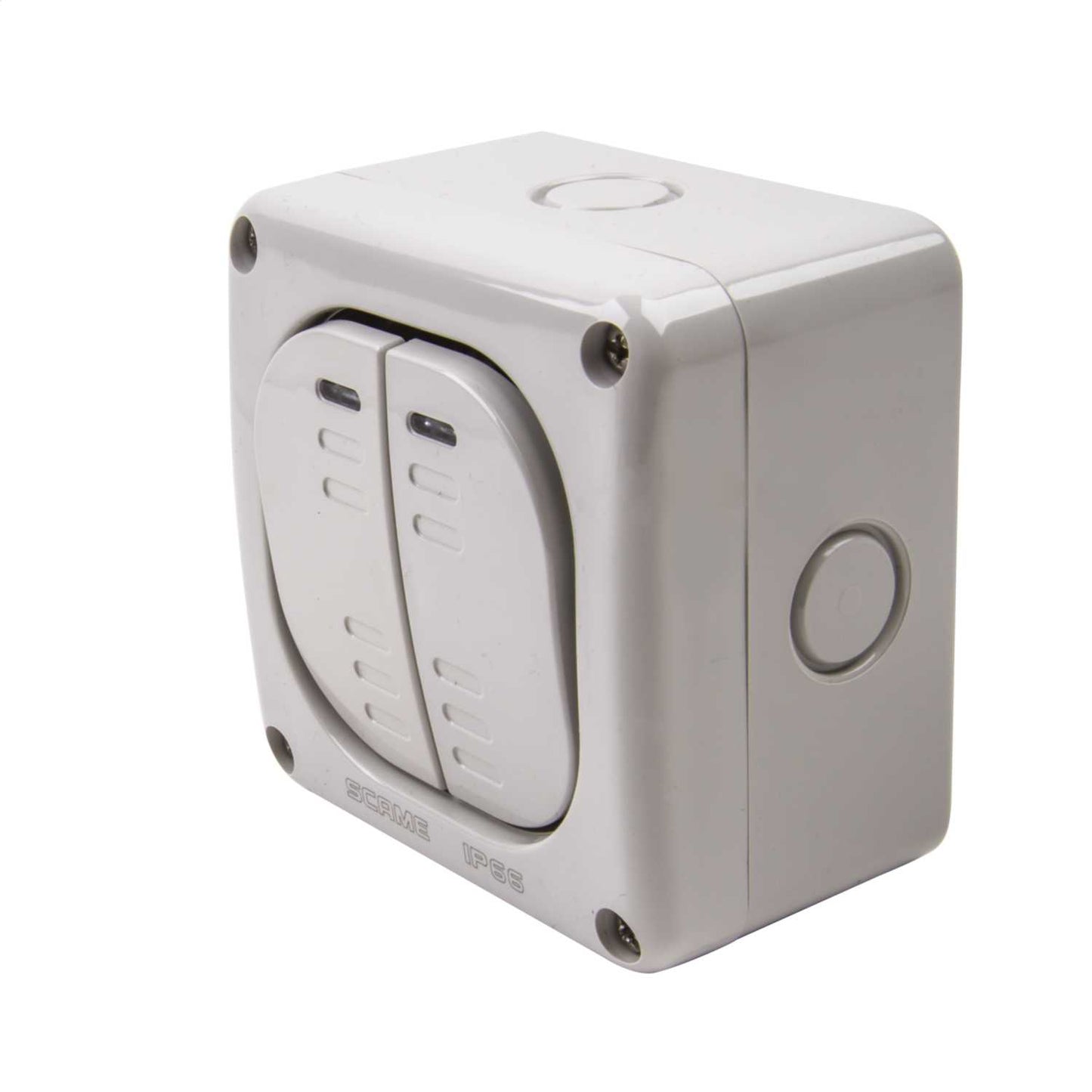 Scame 10A 2 Gang 2 Way Switch IP66 Grey