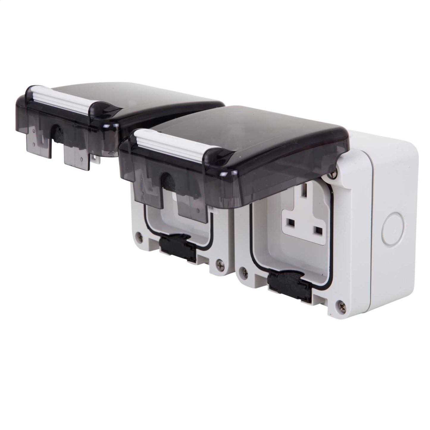 Scame 2 Gang 13A Unswitched Socket IP66 Grey