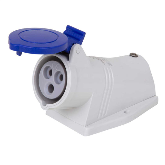 Scame Optima-Base 16A 2P+E 230V Wall Mounted Socket IP44 Blue