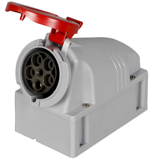 Scame Optima-Top 63A 3P+N+E 415V Wall Mounted Socket IP44 Red