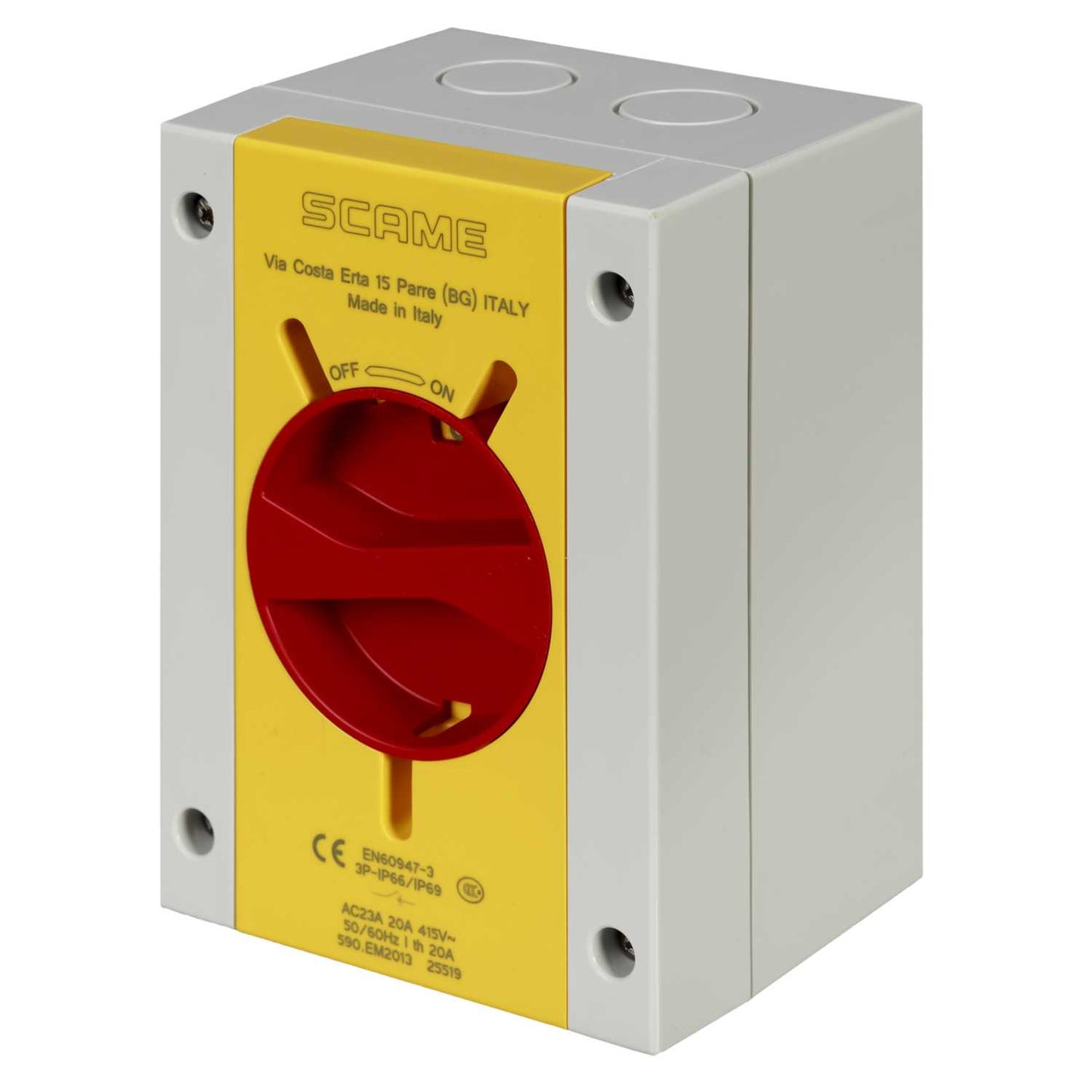 Scame 20A 3 Pole Rotary Isolator Switch IP65