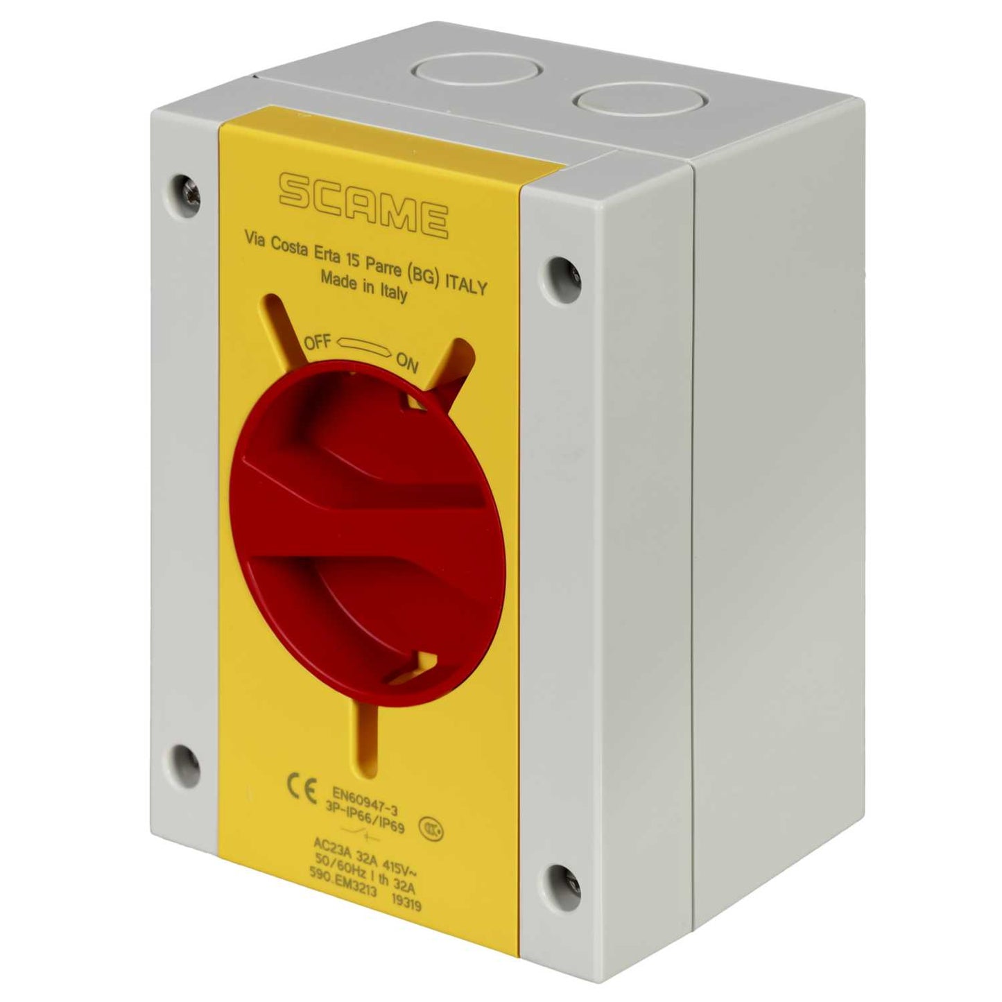 Scame 32A 3 Pole Rotary Isolator Switch IP65