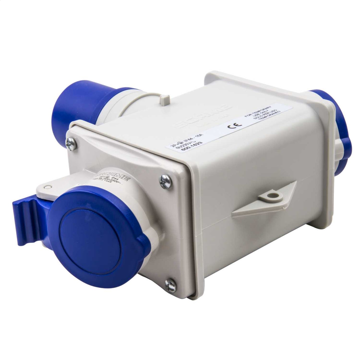 Scame Adapto 16A 2P+E 230V 2 Way Adaptor IP44 Blue