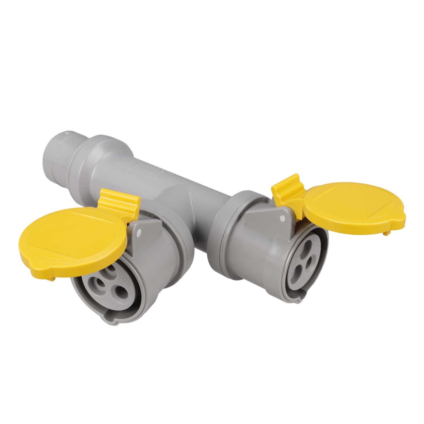 Scame Adapto 16A 2P+E 2 Way 110V Adaptor IP44/IP54 Yellow