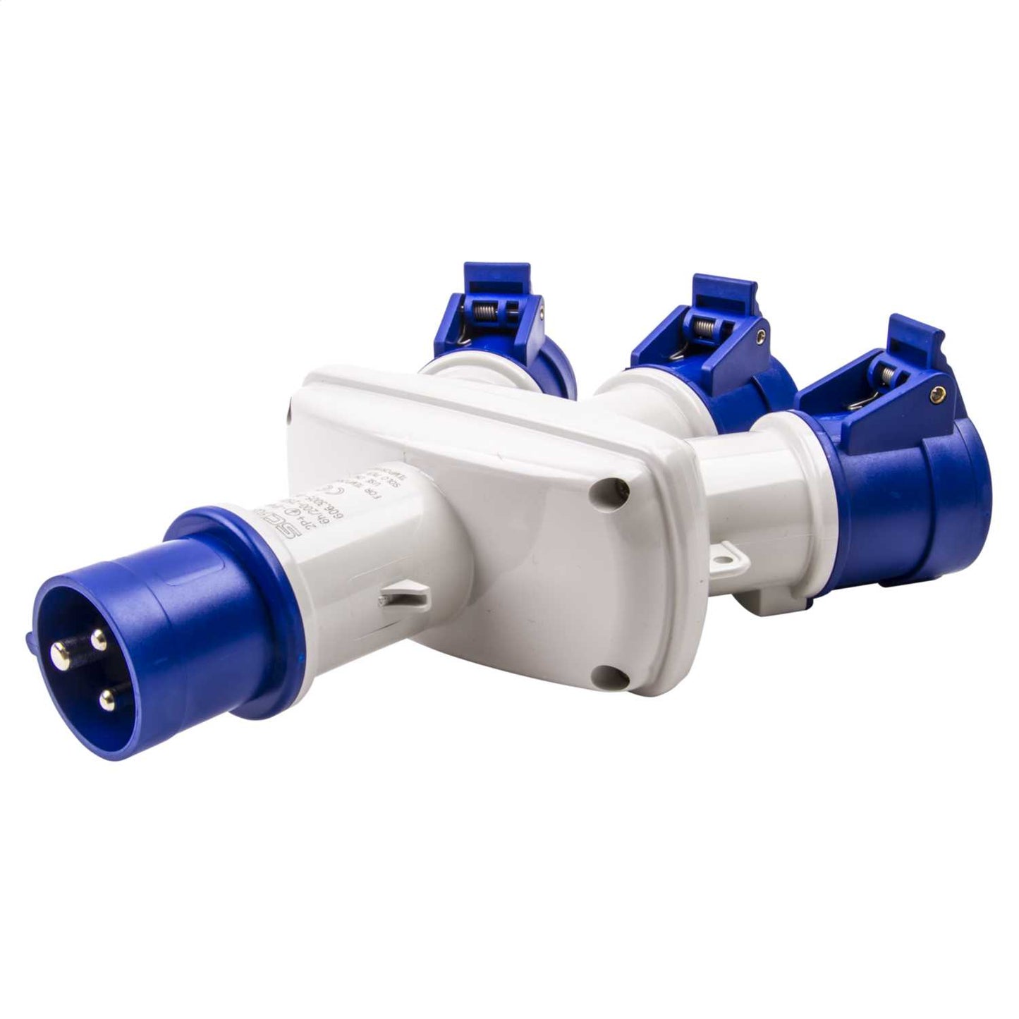 Scame Adapto 16A 2P+E 3 Way 230V Adaptor IP44 Blue