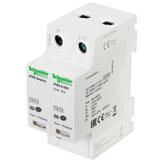 Schneider Acti9 8kA 2 Module Single Pole and Neutral Type 2+3 Surge Protector