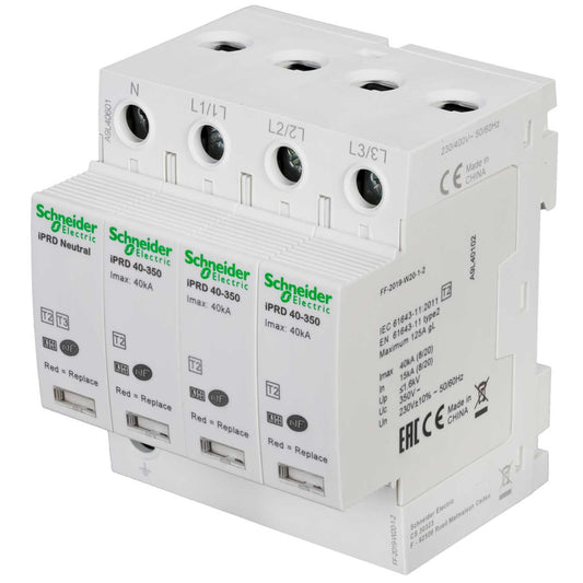 Schneider Acti9 40kA 4 Module 3 Pole and Neutral Type 2 Surge Protector Remote Transfer