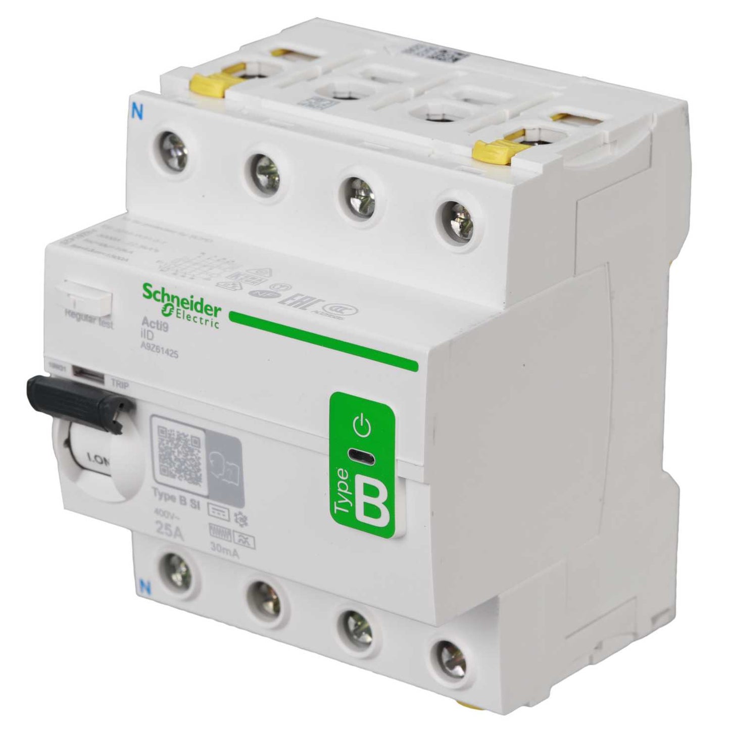 Schneider Acti9 25A 4 Pole 30mA Type B Instantaneous Time Delay DC Sensitive RCD