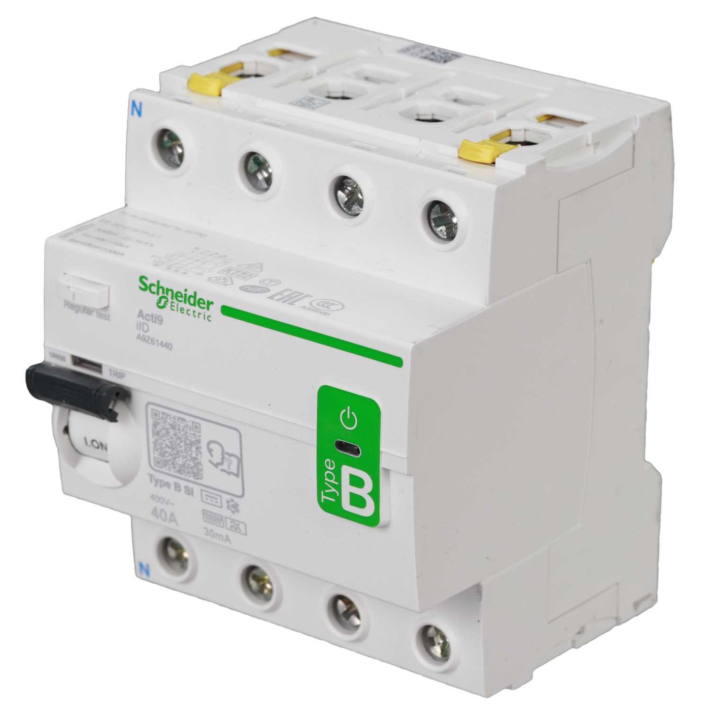 Schneider Acti9 40A 4 Pole 30mA Type B Instantaneous Time Delay DC Sensitive RCD