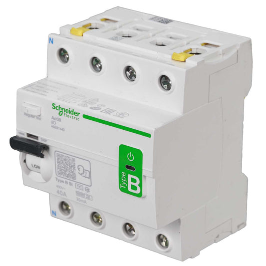 Schneider Acti9 40A 4 Pole 30mA Type B Instantaneous Time Delay DC Sensitive RCD