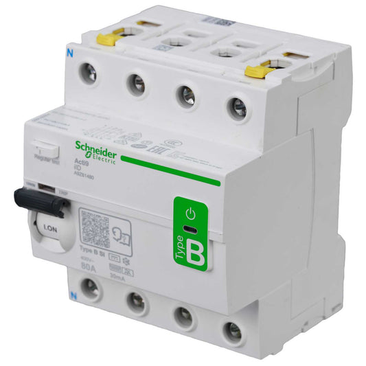 Schneider Acti9 80A 4 Pole 30mA Type B Instantaneous Time Delay DC Sensitive RCD