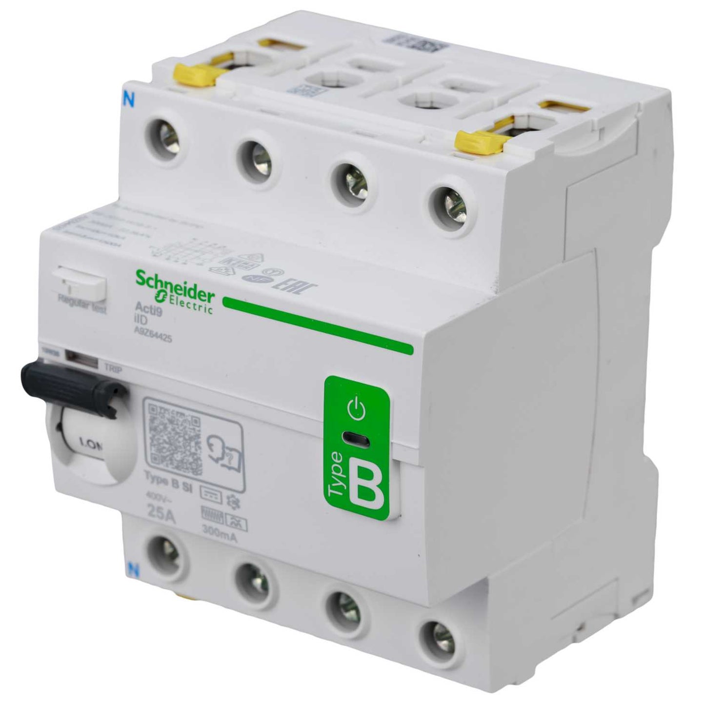 Schneider Acti9 25A 4 Pole 300mA Type B Instantaneous Time Delay DC Sensitive RCD