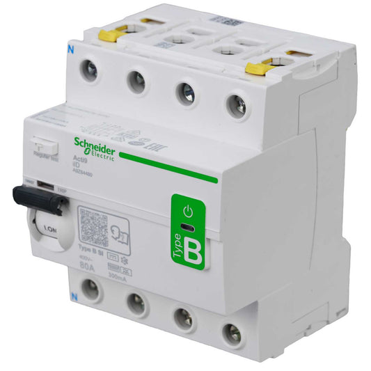 Schneider Acti9 80A 4 Pole 300mA Type B Instantaneous Time Delay DC Sensitive RCD