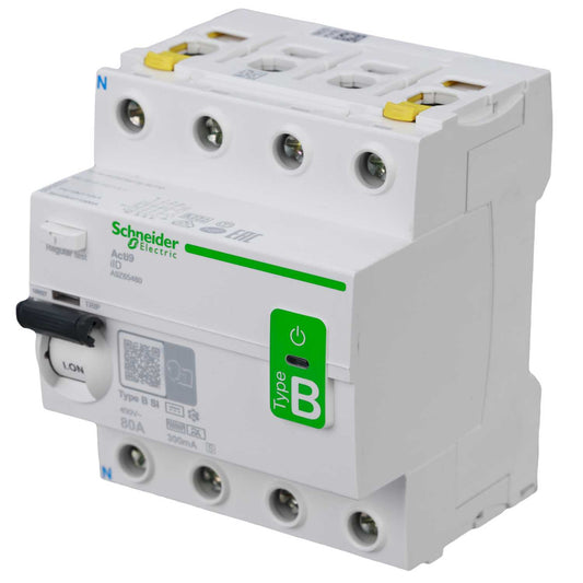 Schneider Acti9 80A 4 Pole 300mA Type B Selective Time Delay DC Sensitive RCD