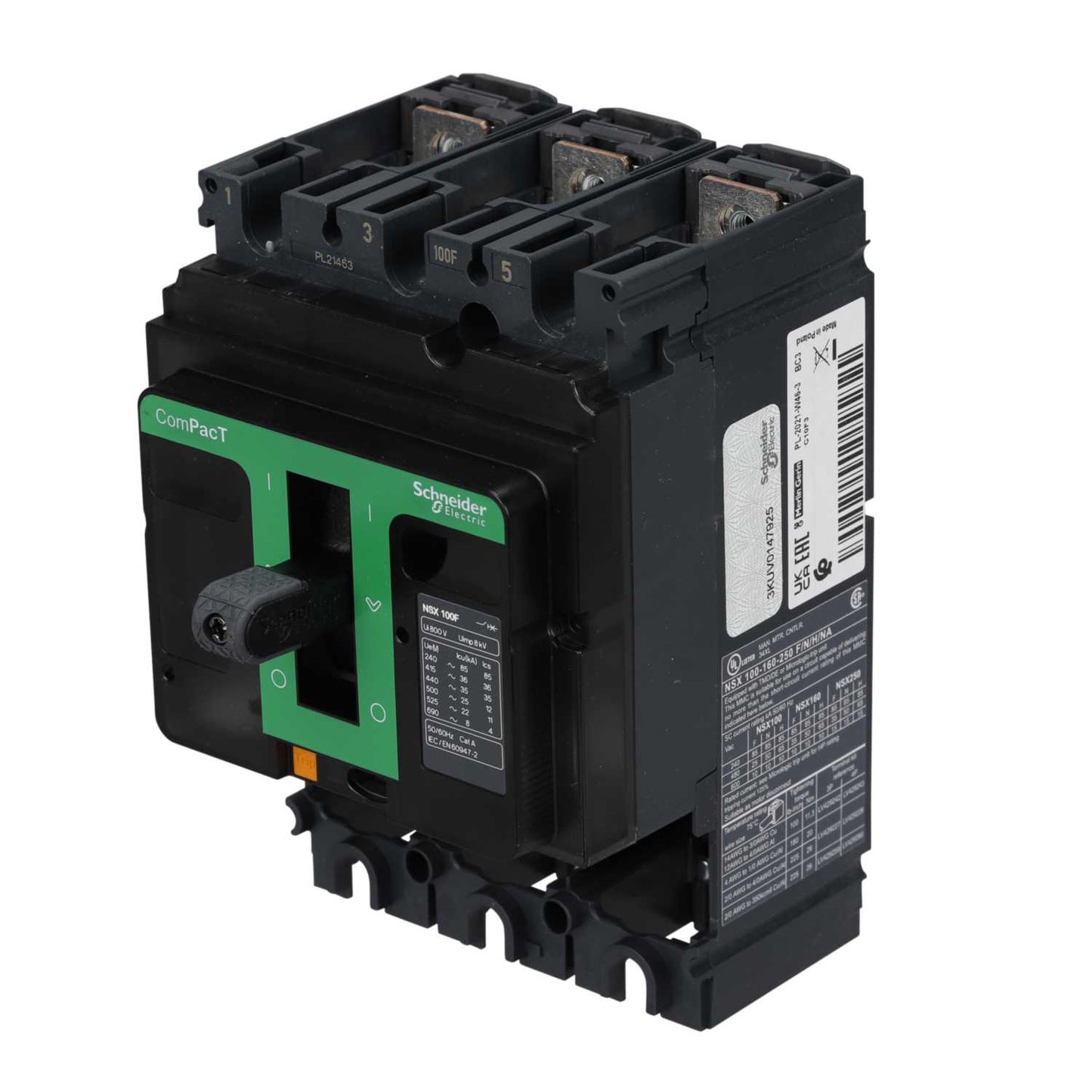 Schneider Merlin 100A Triple Pole 36kA Mccb NSX100F without Trip Unit