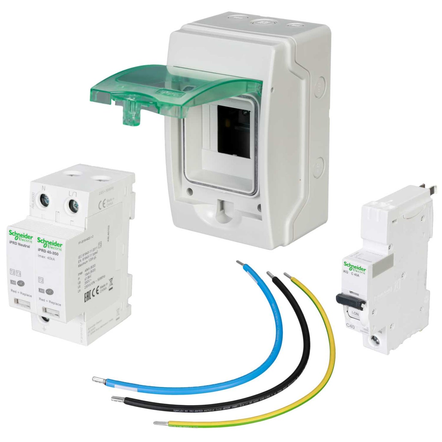 Schneider Square D IKQ 40kA Single Pole and Neutral Type 2 Surge Arrester Kit