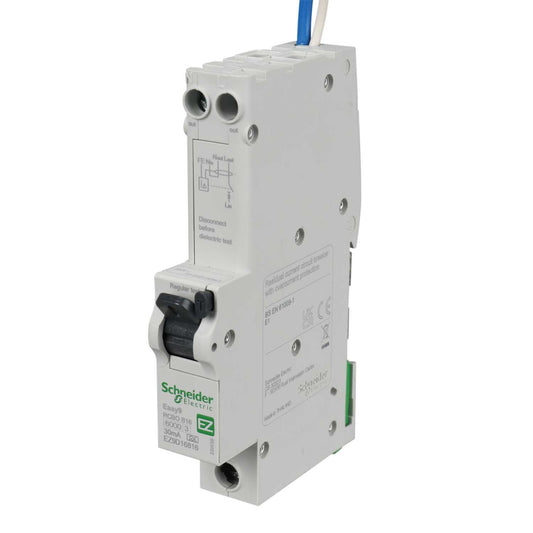 Schneider Easy9 16A 1P+N 1 Module B Curve 6kA 30mA Type A Rcbo