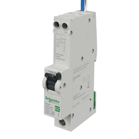 Schneider Easy9 20A 1P+N 1 Module B Curve 6kA 30mA Type A Rcbo