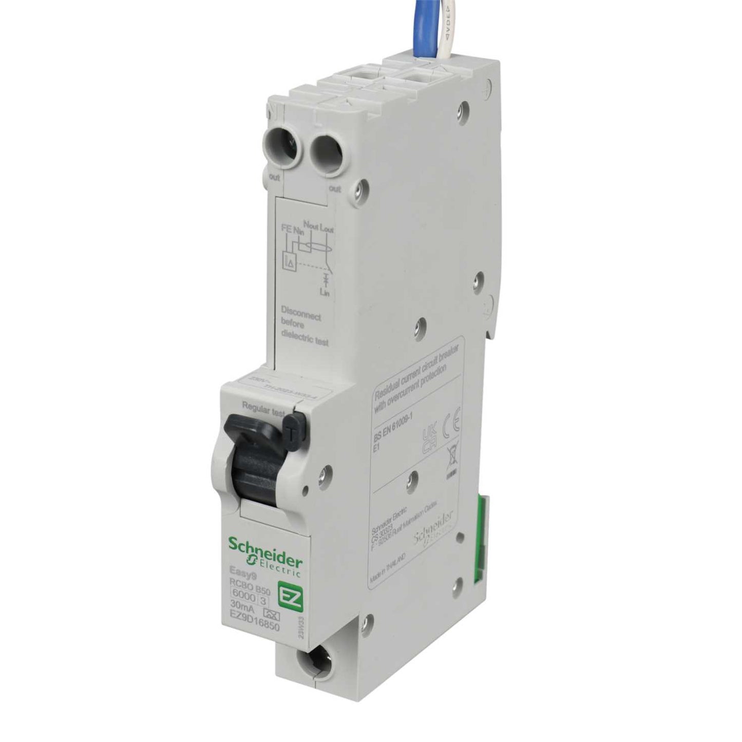 Schneider Easy9 50A 1P+N 1 Module B Curve 6kA 30mA Type A Rcbo