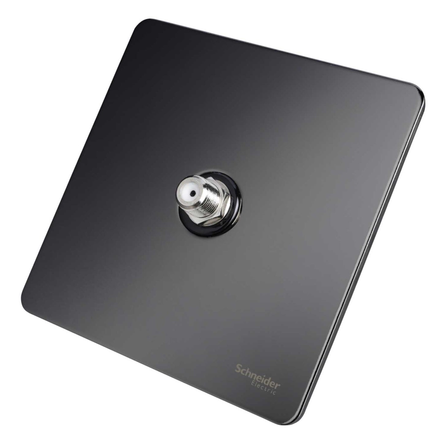 Schneider GET Ultimate 1 Gang Screwless Satellite Socket Black Insert Black Nickel