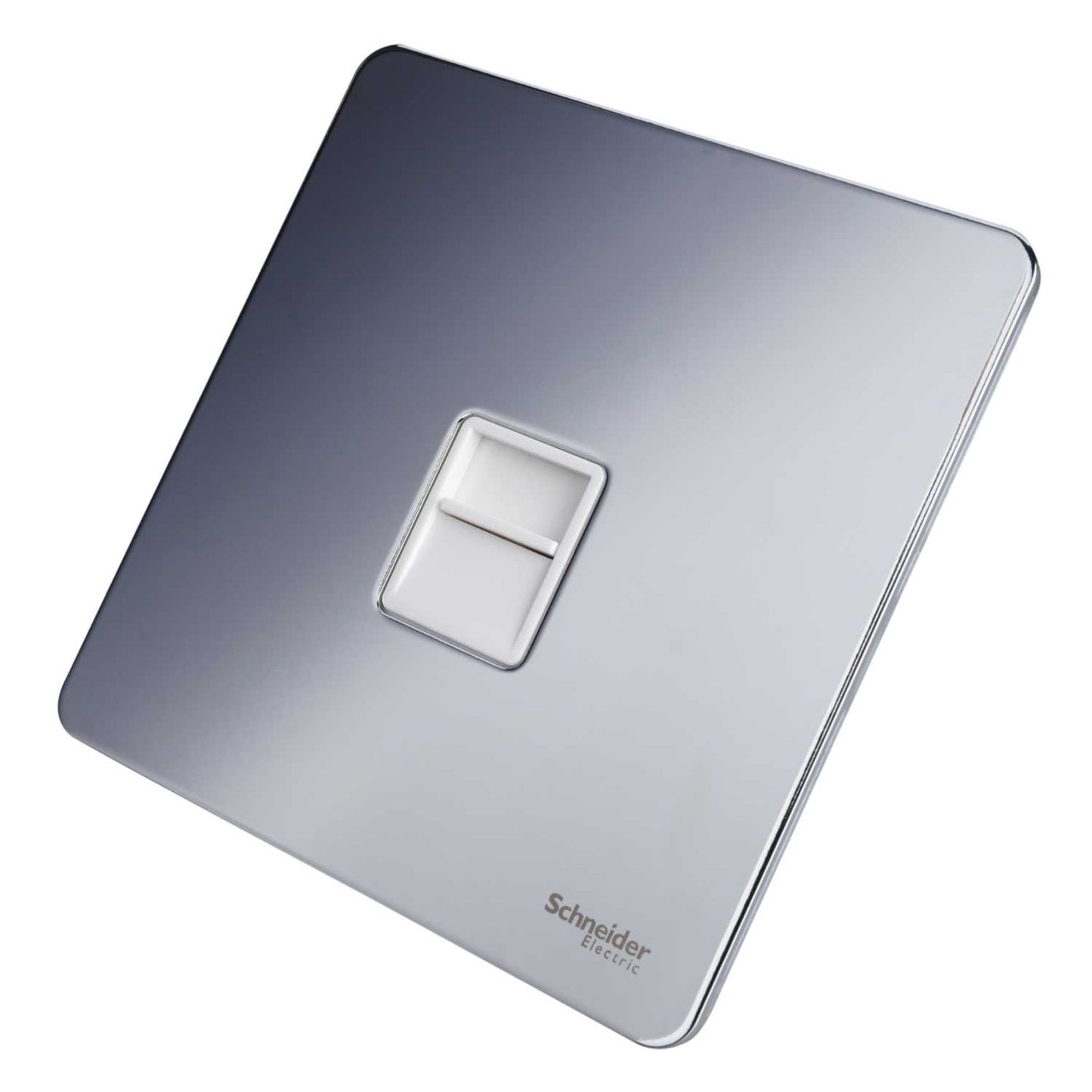 Schneider GET Ultimate 1 Gang Screwless Master Telephone Socket White Insert Polished Chrome