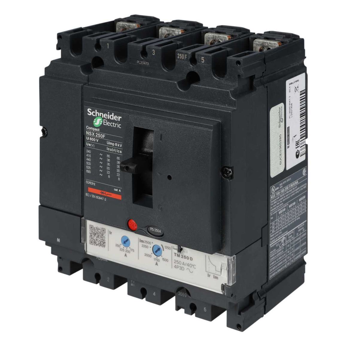 Schneider Merlin Acti9 Isobar 250A 4 Pole Mccb Incomer for A9 Split Meter Board