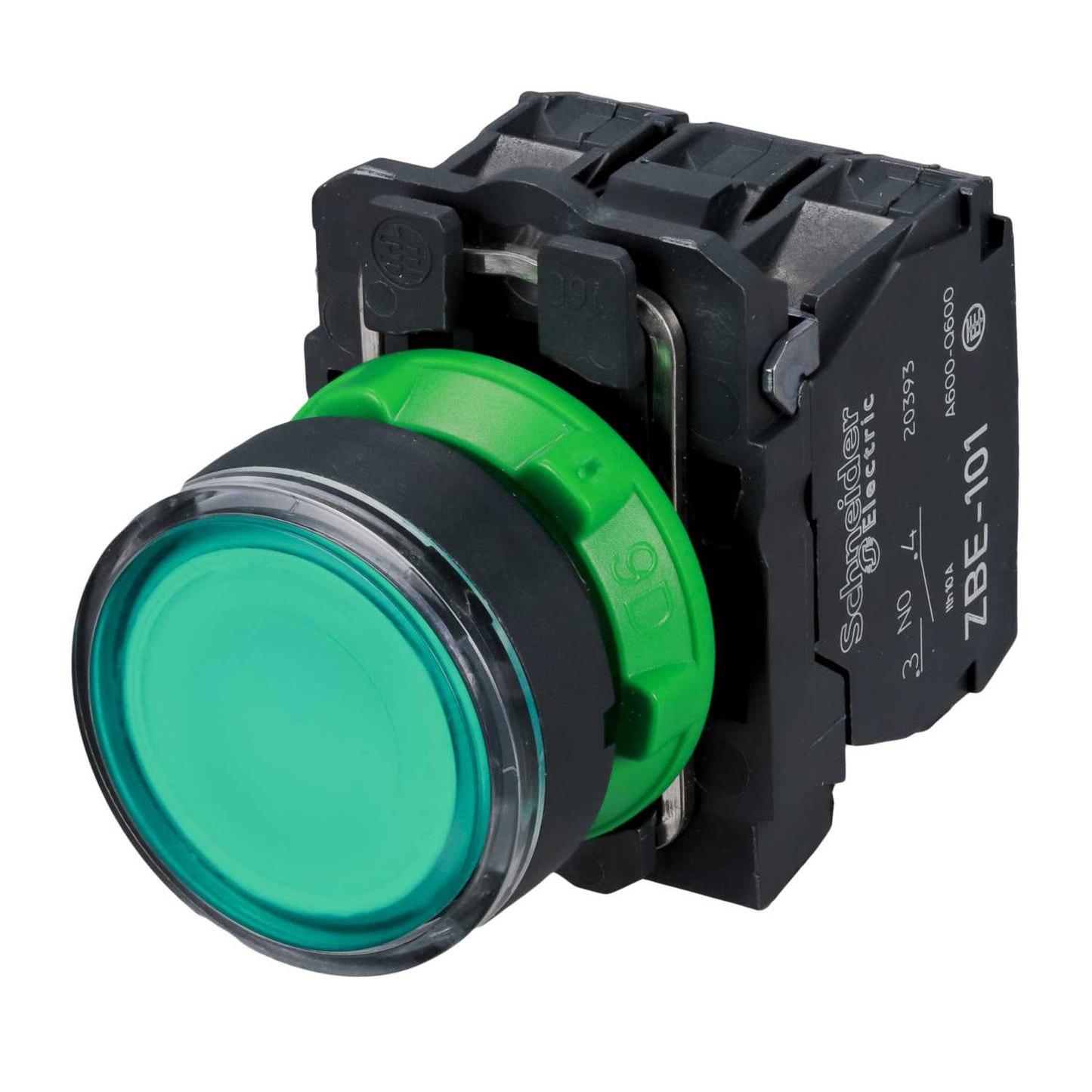 Schneider Harmony 24V Illuminated Pushbutton Spring Return Green 1 NC 1 NO