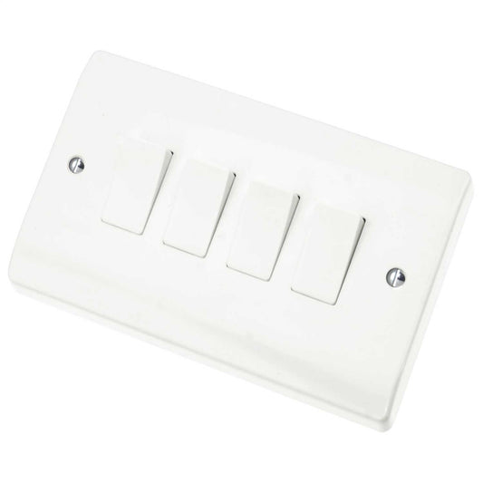 Scolmore Click Curva 10A 4 Gang 2 Way Light Switch White