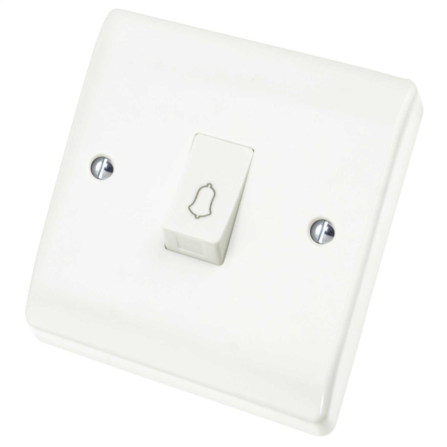 Scolmore Click Curva 10A 1 Gang 1 Way Retractive Switch Marked Bell White