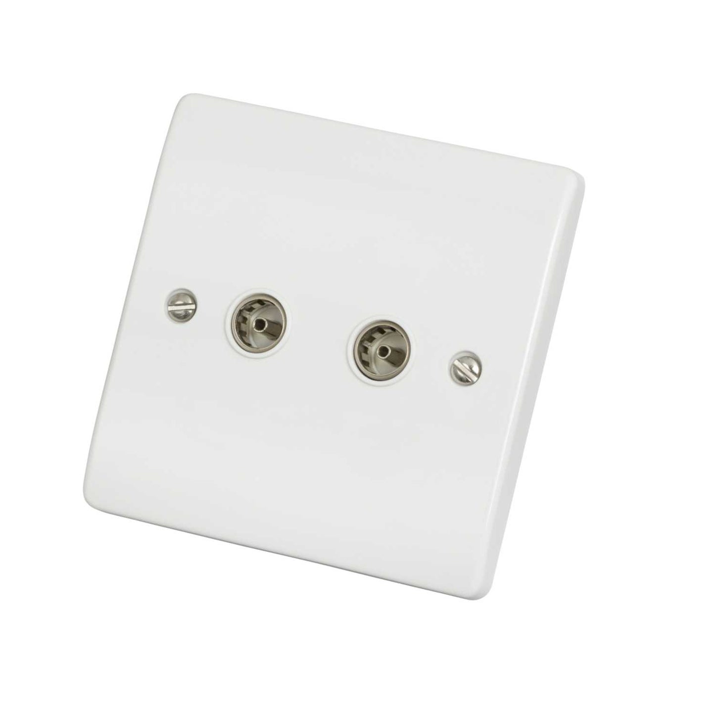 Scolmore Click Curva 1 Gang Twin Non Isolated Coaxial Socket White