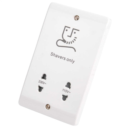 Scolmore Click Curva 115 / 230V Dual Voltage Shaver Socket White
