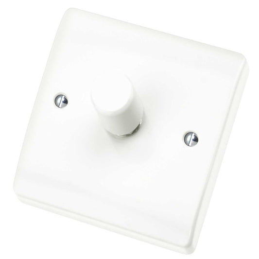 Scolmore Click Curva 250W 1 Gang 2 Way Resistive Inductive Dimmer Switch White