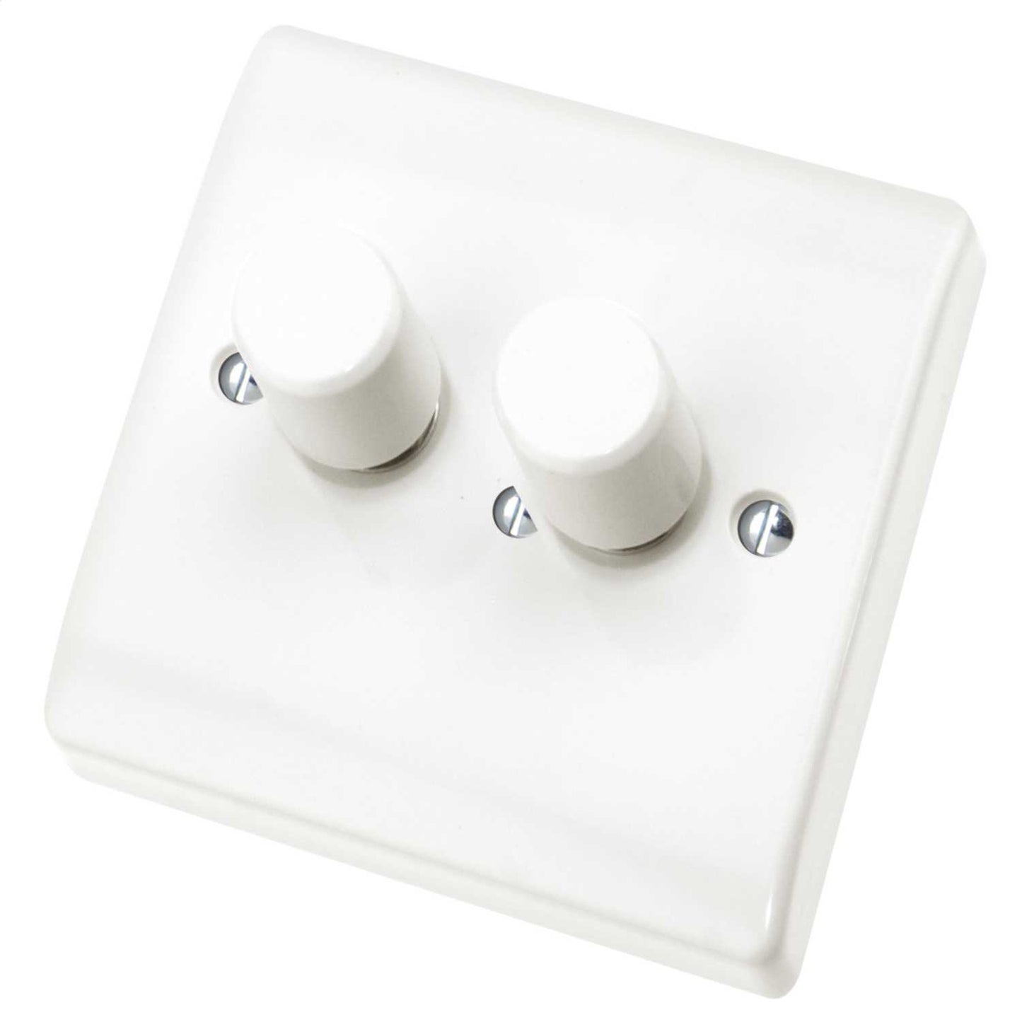 Scolmore Click Curva 250W 2 Gang 2 Way Resistive Inductive Dimmer Switch White