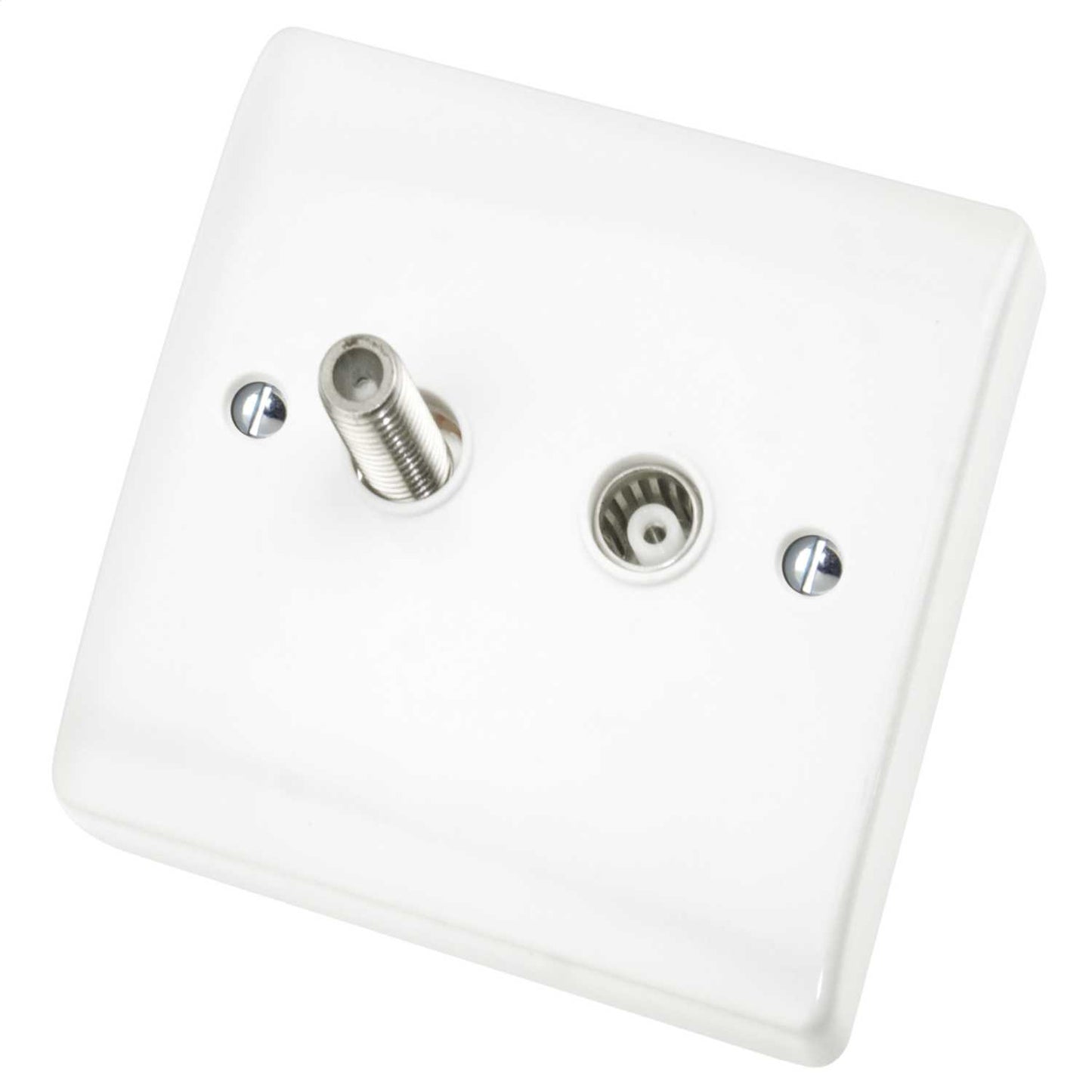 Scolmore Click Curva 1 Gang Isolated Satellite and Coaxial Socket White